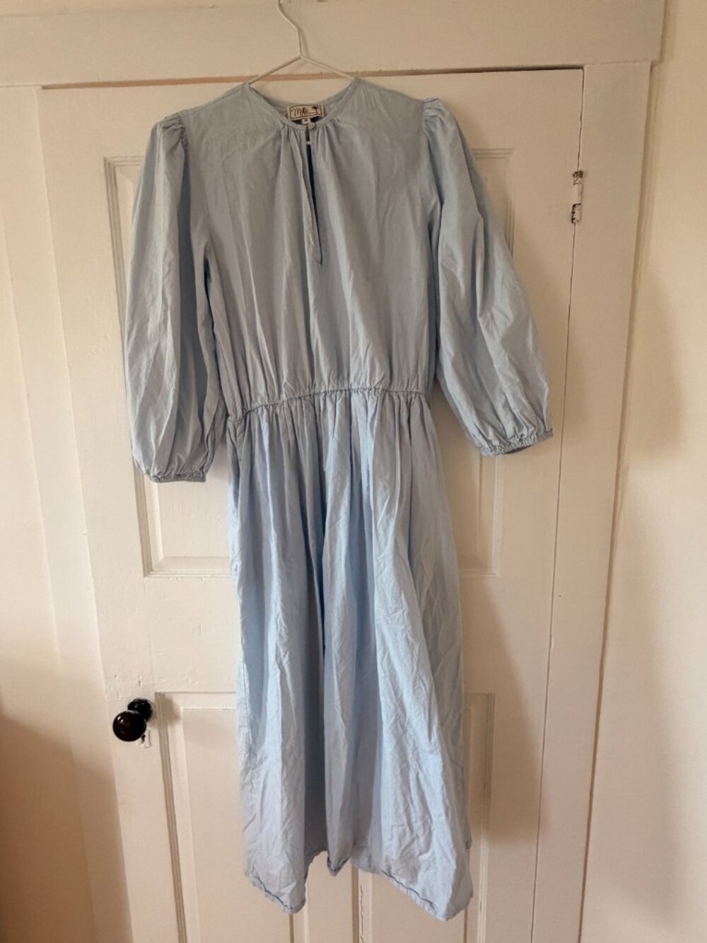 Milly - Blue Puff Sleeve - Cotton Midi Dress